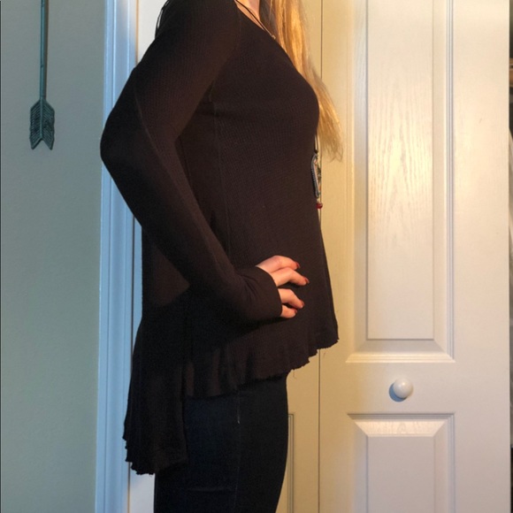 Free People We the Free Long Flowing Black Sweater - Picture 5 of 8